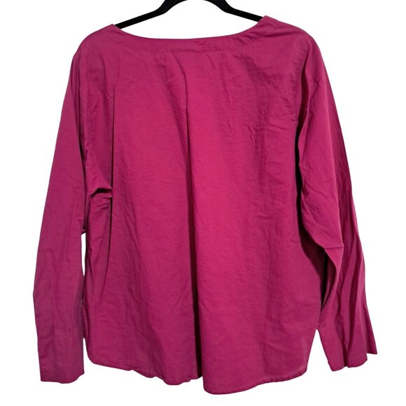 Venizia Jeans Womens Magenta Long Sleeve Blouse Size 18/20 100% Cotton Embroider - Picture 4 of 6